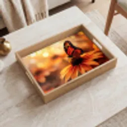 Vlinder - Bloemen - Oranje Dienblad Rechthoek middel -sfeer1