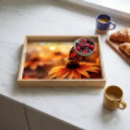 Vlinder - Bloemen - Oranje Dienblad Rechthoek middel -sfeer2