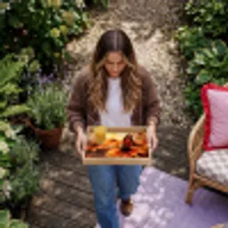 Vlinder - Bloemen - Oranje Dienblad Rechthoek middel -sfeer5
