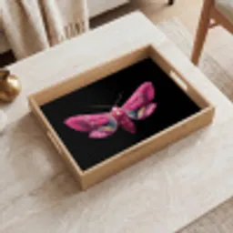Vlinder - Roze - Nachtvlinder Dienblad Rechthoek middel -sfeer1