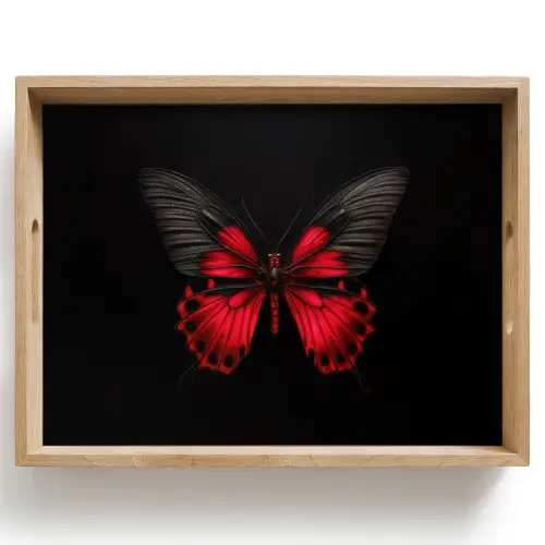 Vlinder - Rood - Contrast Dienblad Rechthoek middel -z3d_shopping