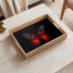Vlinder - Rood - Contrast Dienblad Rechthoek middel -sfeer1