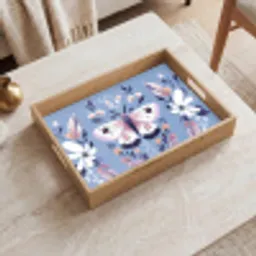 Vlinder - Vleugels - Stippen - Bloemen Dienblad Rechthoek middel -sfeer1