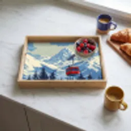 Kabelbaan - Sneeuw - Berglandschap Dienblad Rechthoek middel -sfeer2