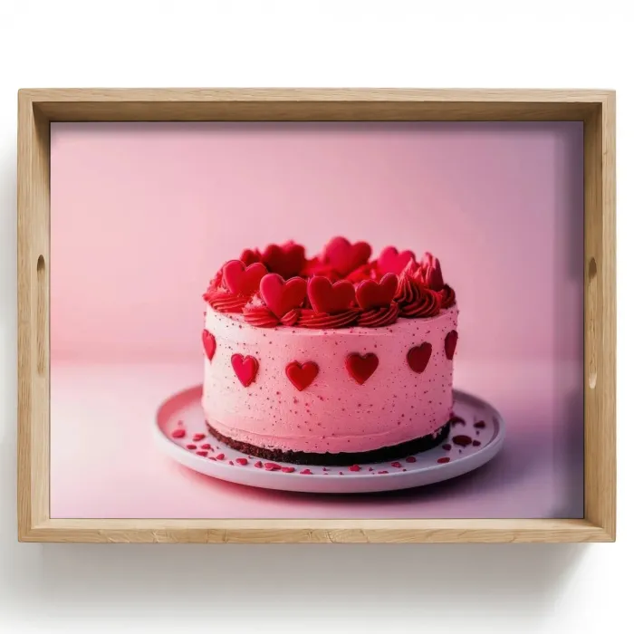 Taart - Hart - Roze Dienblad Rechthoek middel -z3d_shopping