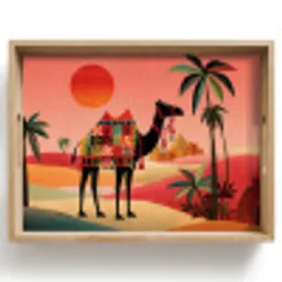 Kameel - Gekleurd tapijt - Duinen - Rode zon Dienblad Rechthoek middel -z3d_shopping