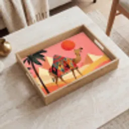 Kameel - Pyramides - Rode zon Dienblad Rechthoek middel -sfeer1