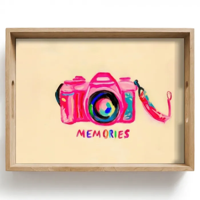 Camera - Memories - Roze - Geschilderd Dienblad Rechthoek middel -z3d_shopping