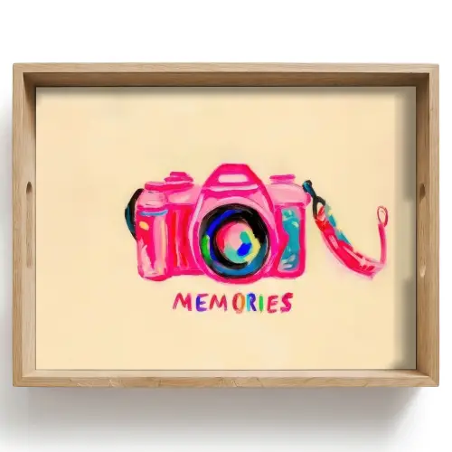 Camera - Memories - Roze - Geschilderd Dienblad Rechthoek middel -z3d_shopping