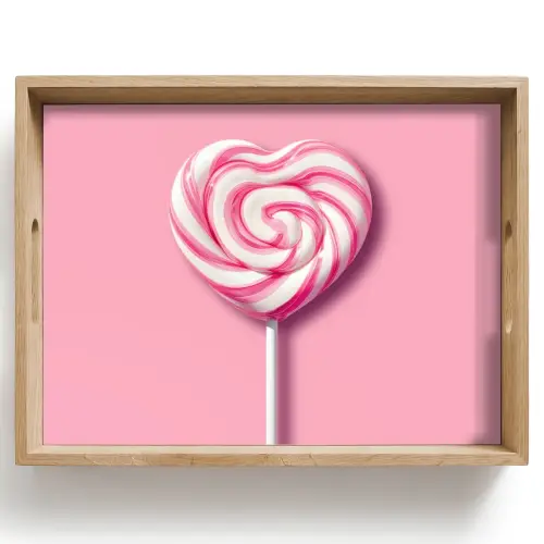 Snoep - Lolly - Hart- Roze Dienblad Rechthoek middel -z3d_shopping