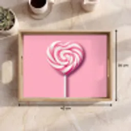 Snoep - Lolly - Hart- Roze Dienblad Rechthoek middel -USP_Formaat