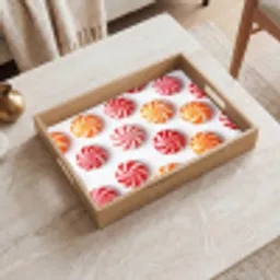 Snoep - Patroon - Rood - Oranje Dienblad Rechthoek middel -sfeer1