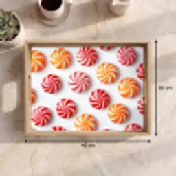Snoep - Patroon - Rood - Oranje Dienblad Rechthoek middel -USP_Formaat