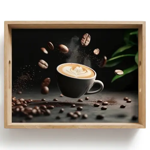 Cappuccino - Kop - Bonen - Bruin Dienblad Rechthoek middel -z3d_shopping
