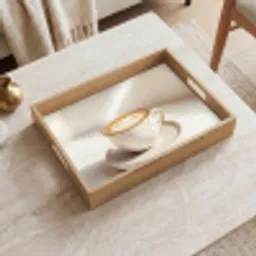 Cappuccino - Schuim - Schotel - Beige Dienblad Rechthoek middel -sfeer1