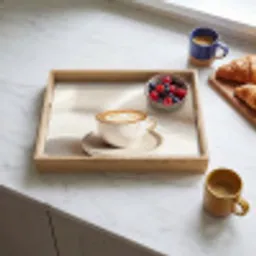 Cappuccino - Schuim - Schotel - Beige Dienblad Rechthoek middel -sfeer2
