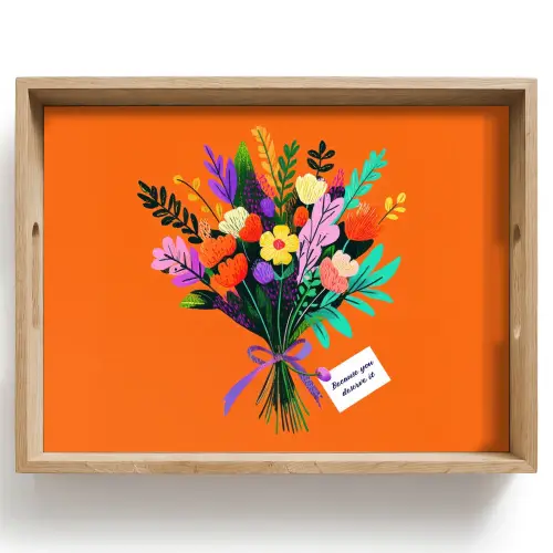 Kaartje - Boeket - Bloemen Dienblad Rechthoek middel -z3d_shopping
