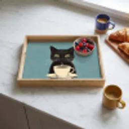 Kat - Zwart - Koffie - Minimalistisch Dienblad Rechthoek middel -sfeer2