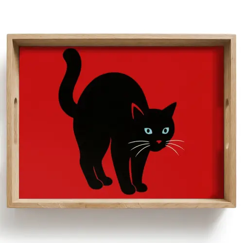 Kat - Zwart - Staart Dienblad Rechthoek middel -z3d_shopping