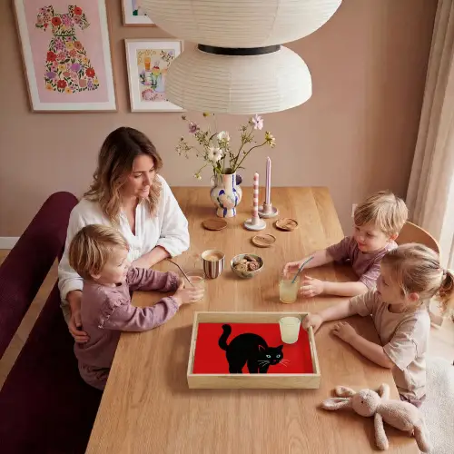 Kat - Zwart - Staart Dienblad Rechthoek middel -sfeer4
