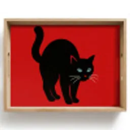 Kat - Zwart - Staart Dienblad Rechthoek middel -z3d_shopping