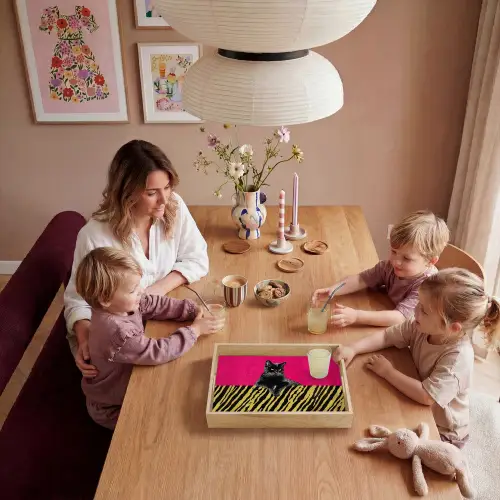 Kat - Baas - Roze - Tijgerprint Dienblad Rechthoek middel -sfeer4