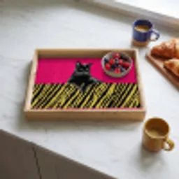 Kat - Baas - Roze - Tijgerprint Dienblad Rechthoek middel -sfeer2