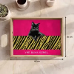 Kat - Baas - Roze - Tijgerprint Dienblad Rechthoek middel -USP_Formaat