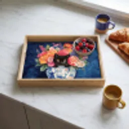 Kat - Felgekleurde bloemen - Vaas Dienblad Rechthoek middel -sfeer2