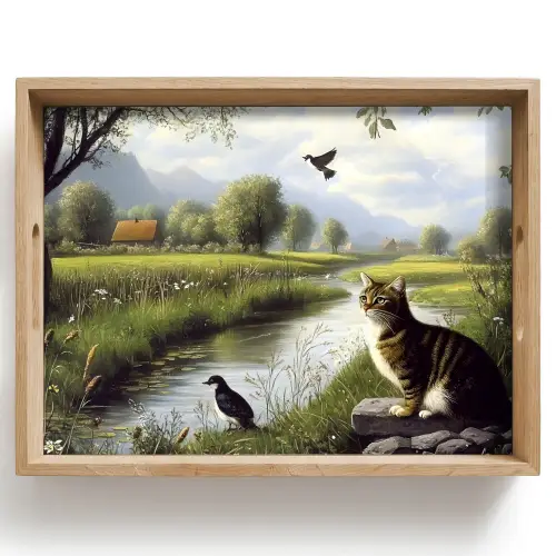 Kat - Beekje - Weide Dienblad Rechthoek middel -z3d_shopping