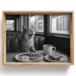 Kat - Koffie - Brood - Zwart Dienblad Rechthoek middel -z3d_shopping