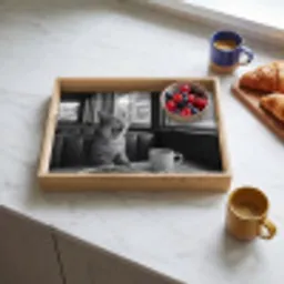 Kat - Koffie - Brood - Zwart Dienblad Rechthoek middel -sfeer2