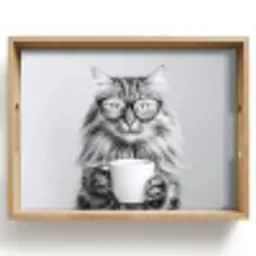 Kat - Bril - Mok - Pluizig Dienblad Rechthoek middel -z3d_shopping