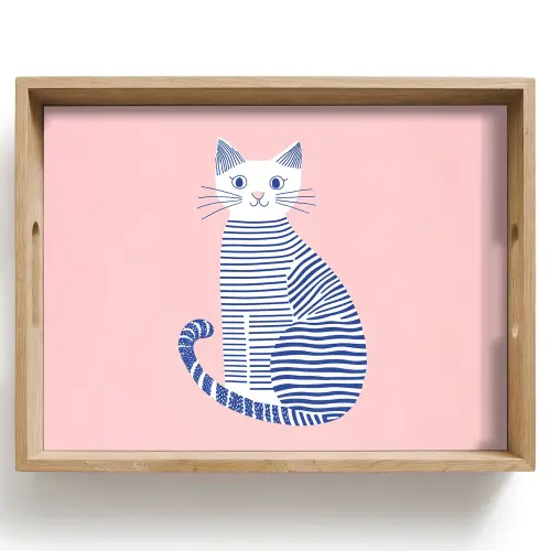 Kat - Illustratie - Minimalistisch - Roze Dienblad Rechthoek middel -z3d_shopping
