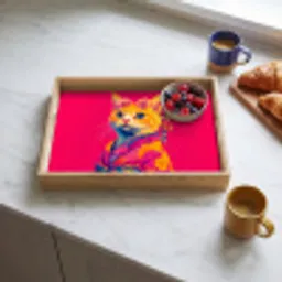 Kat - Kimono - Bloemen - Roze Dienblad Rechthoek middel -sfeer2