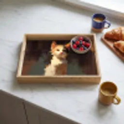 Kat - Geschilderd - Artistiek - Wit Dienblad Rechthoek middel -sfeer2
