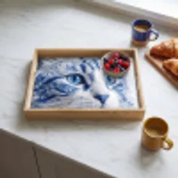 Kat - Patroon - Blauw Dienblad Rechthoek middel -sfeer2