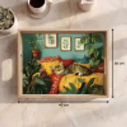 Kat - Planten - Groen Dienblad Rechthoek middel -USP_Formaat