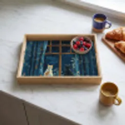Kat - Sterrenhemel - Blauw Dienblad Rechthoek middel -sfeer2