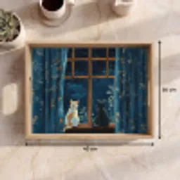 Kat - Sterrenhemel - Blauw Dienblad Rechthoek middel -USP_Formaat