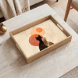 Katten - Zwart - Abstract - Cirkels Dienblad Rechthoek middel -sfeer1