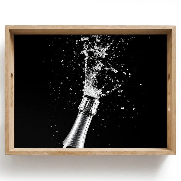 Champagne - Zwart - Spetters - Popping Dienblad Rechthoek middel -z3d_shopping