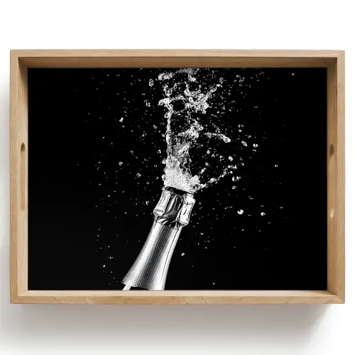 Champagne - Zwart - Spetters - Popping Dienblad Rechthoek middel -z3d_shopping