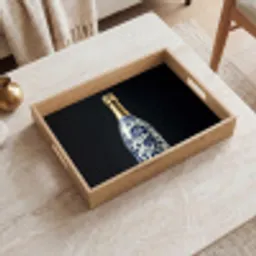 Champagne - Bloemen - Goud - Chique Dienblad Rechthoek middel -sfeer1
