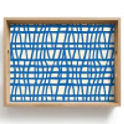 Ruitpatroon - Blauw - Crème Dienblad Rechthoek middel 911 -z3d_shopping