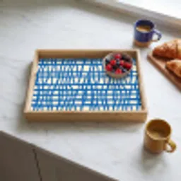 Ruitpatroon - Blauw - Crème Dienblad Rechthoek middel 911 -sfeer2