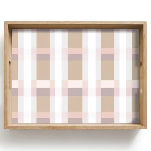 Ruitpatroon - Aardetinten - Minimalistisch Dienblad Rechthoek middel 911 -z3d_shopping