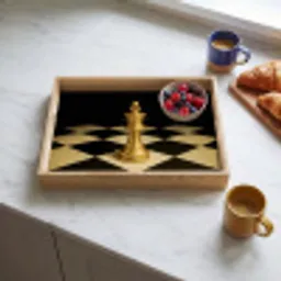 Schaakstuk - Koning - Schaakbord - Geblokt Dienblad Rechthoek middel -sfeer2