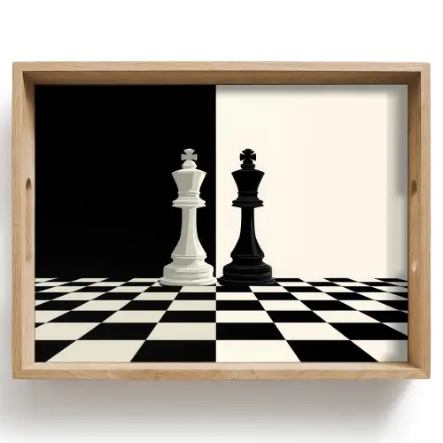Schaakstukken - Koning - Geblokt - Zwart Dienblad Rechthoek middel -z3d_shopping
