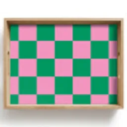 Schaakbord patroon - Groen - Roze - Blokjes Dienblad Rechthoek middel -z3d_shopping